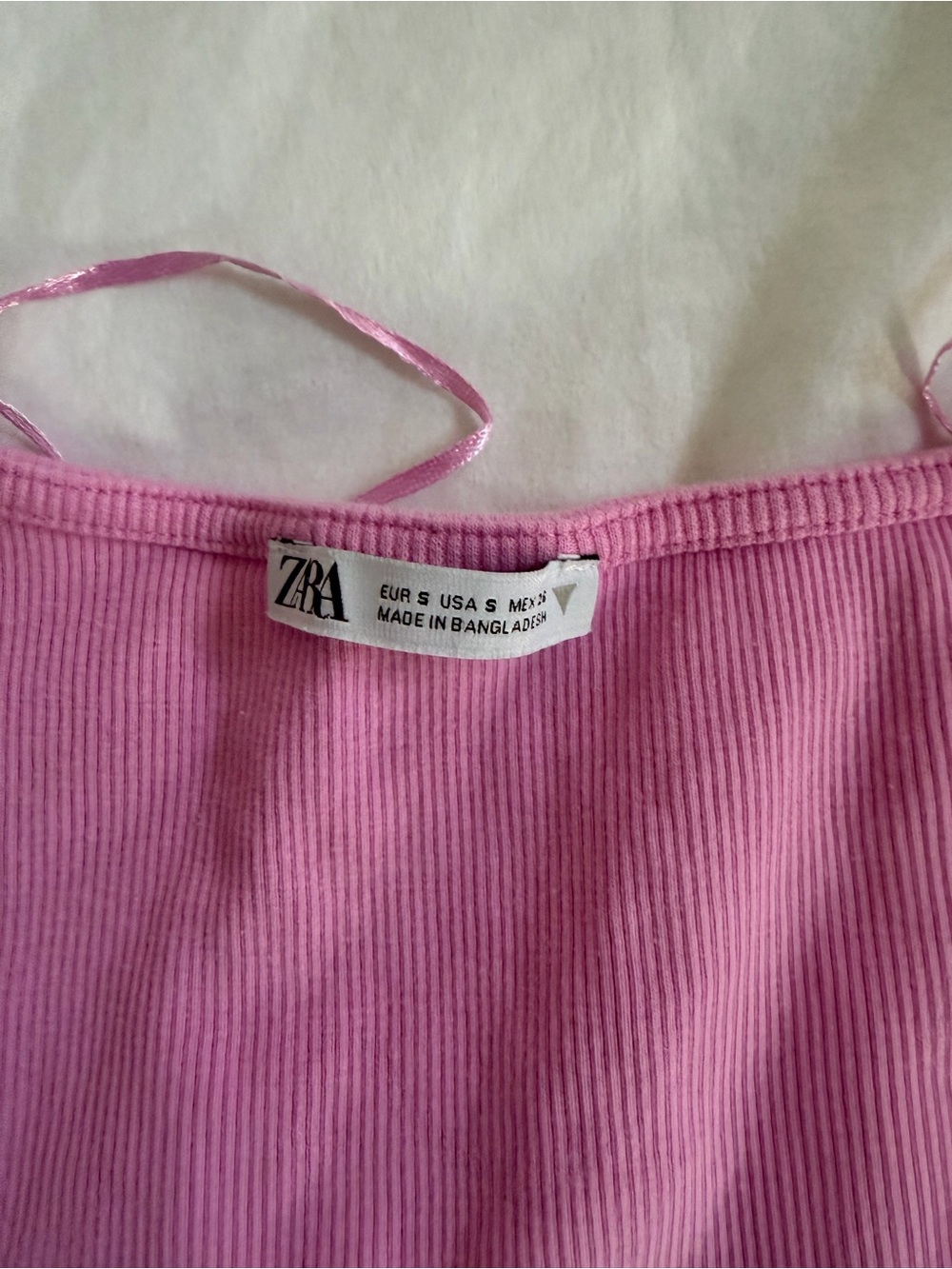 Zara Kids Ribbed Pink Cinch-Front Ruffle Tee - Picture 2 of 2